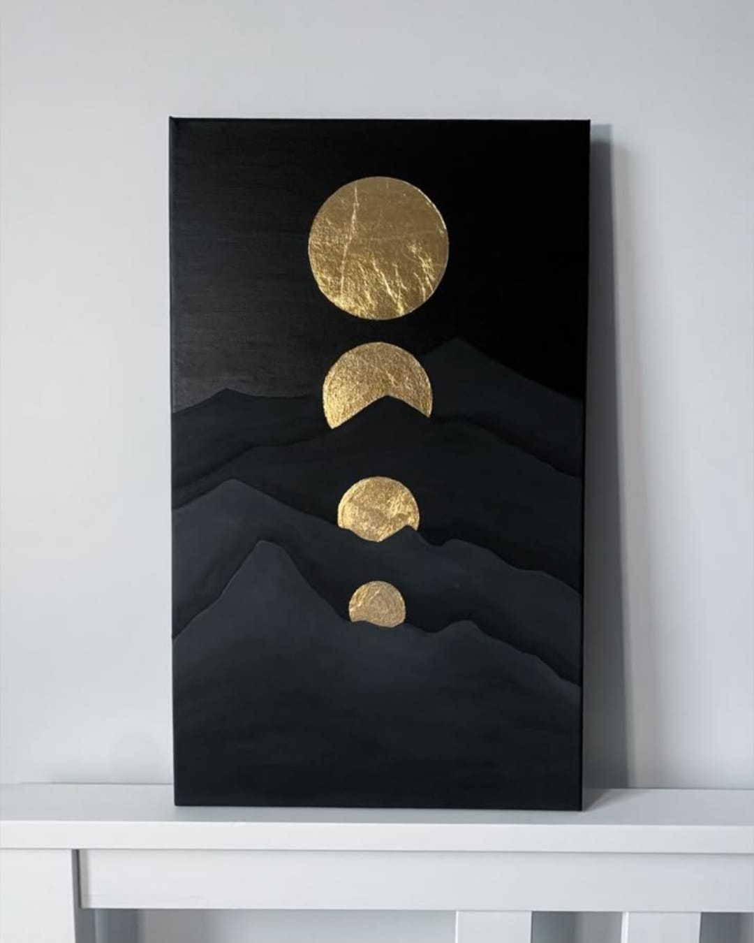 Moon Phases Gold Canvas